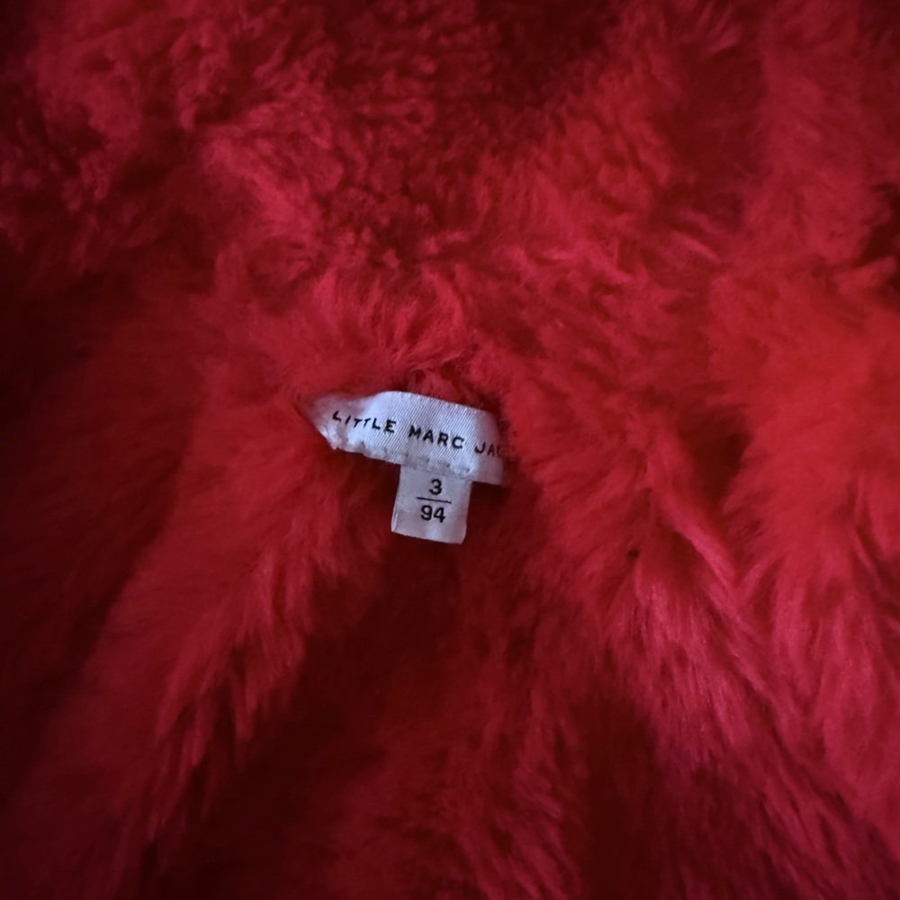 Little Marc Jacobs girls olive green & red faux fur lined winter parka patches - Picture 13 of 16